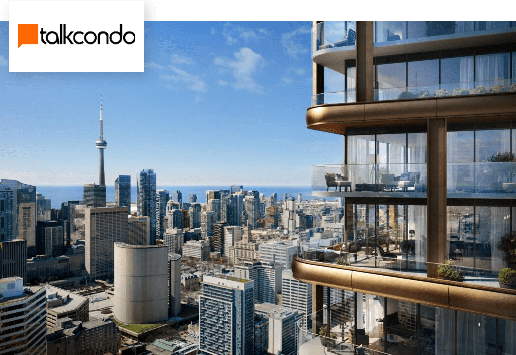 Talkcondo drone footage of apartment balcony and city skyline